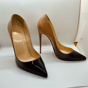 Christian Louboutin Pigalle Follies 120 pump in Nude/Black degrade, size 41